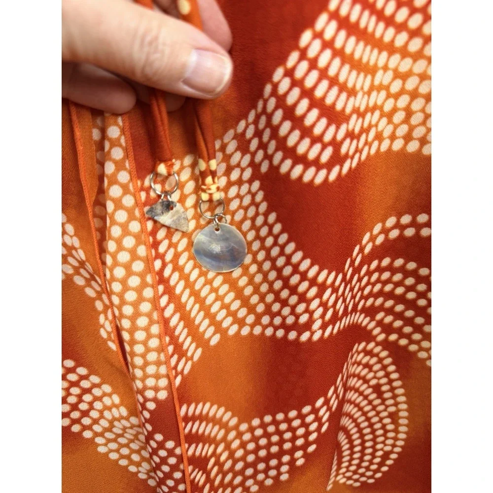 Your Best Look Women's Orange Swim Cover Up Sheer Cardigan 18W Tie Front Shells - Picture 7 of 14